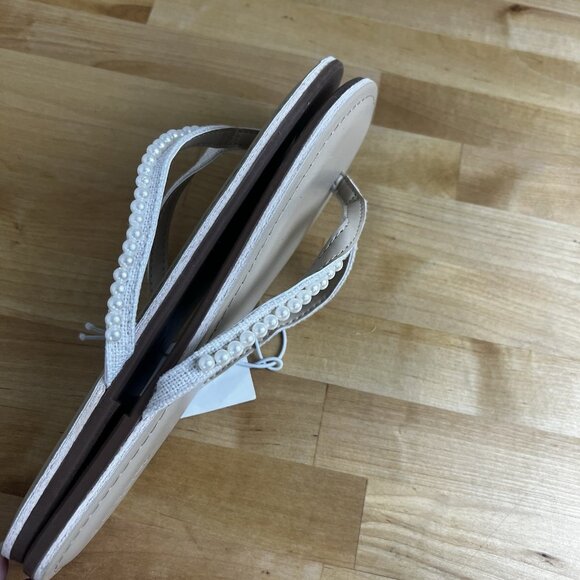J. Crew Factory Pearl Easy Summer Flip-Flops Flat Sandal‎ Women's Size 9 FLAW - Picture 8 of 11